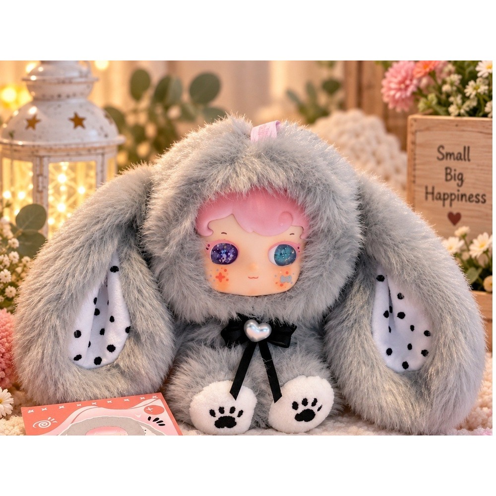 New Huohua Pedudu Sweet Plush Figure Rabbit Treasure Collectible Sweet Coco Grey